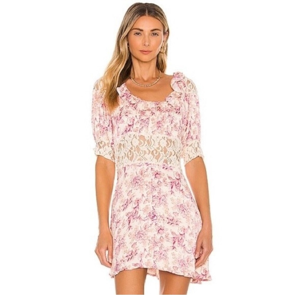 Free People Lucie Pink Floral Mini Dress NWOT Size 8